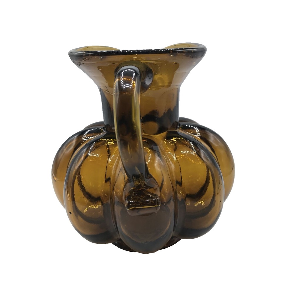 Amber GLASS  Hand Blown‎ Glass Pitcher - Picture 3 of 15
